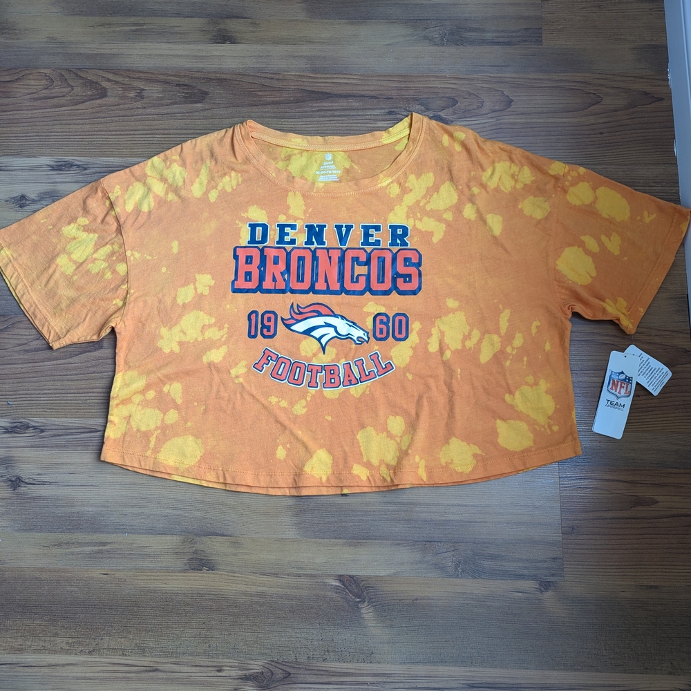 BNWT Orange Denver Broncos Tie-Dye Crop Top